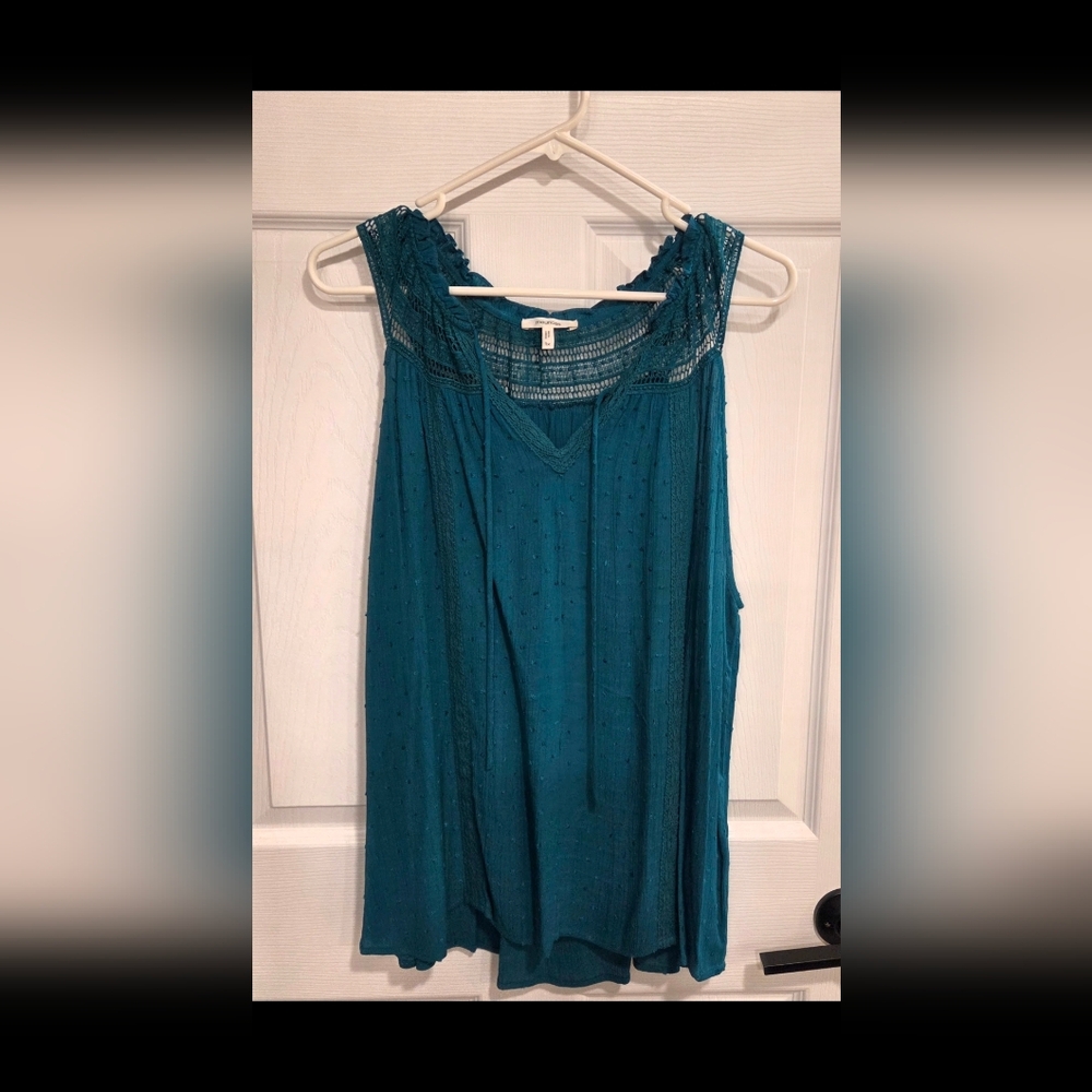 Maurices Teal Lace-Trimmed Tank Top